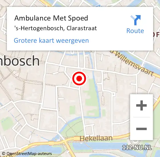 Locatie op kaart van de 112 melding: Ambulance Met Spoed Naar 's-Hertogenbosch, Clarastraat op 1 augustus 2018 09:41