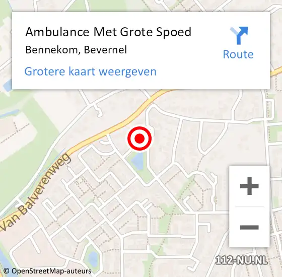 Locatie op kaart van de 112 melding: Ambulance Met Grote Spoed Naar Bennekom, Bevernel op 1 augustus 2018 10:05