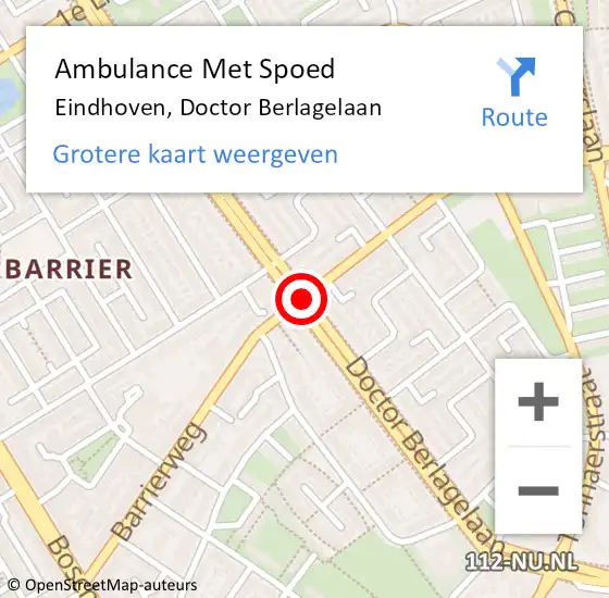 Locatie op kaart van de 112 melding: Ambulance Met Spoed Naar Eindhoven, Doctor Berlagelaan op 1 augustus 2018 10:11