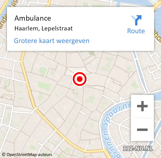 Locatie op kaart van de 112 melding: Ambulance Haarlem, Lepelstraat op 1 augustus 2018 10:15