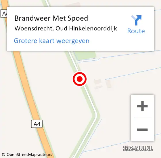 Locatie op kaart van de 112 melding: Brandweer Met Spoed Naar Woensdrecht, Oud Hinkelenoorddijk op 1 augustus 2018 10:36