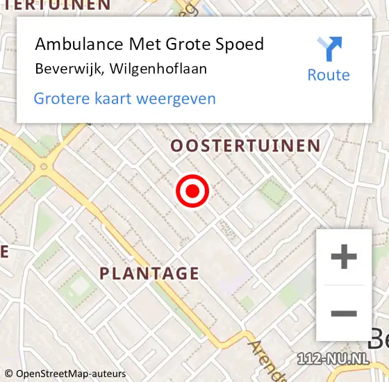Locatie op kaart van de 112 melding: Ambulance Met Grote Spoed Naar Beverwijk, Wilgenhoflaan op 1 augustus 2018 11:16