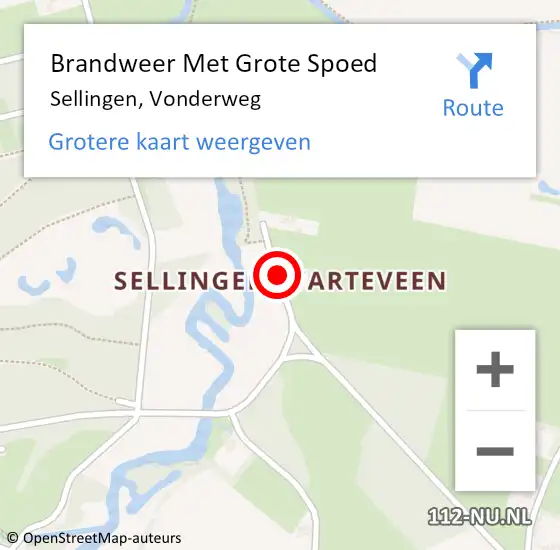 Locatie op kaart van de 112 melding: Brandweer Met Grote Spoed Naar Sellingen, Vonderweg op 1 augustus 2018 11:18