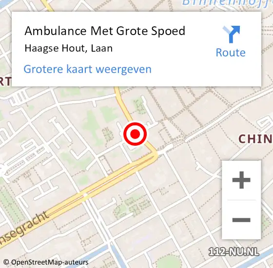 Locatie op kaart van de 112 melding: Ambulance Met Grote Spoed Naar Haagse Hout, Laan op 1 augustus 2018 11:33