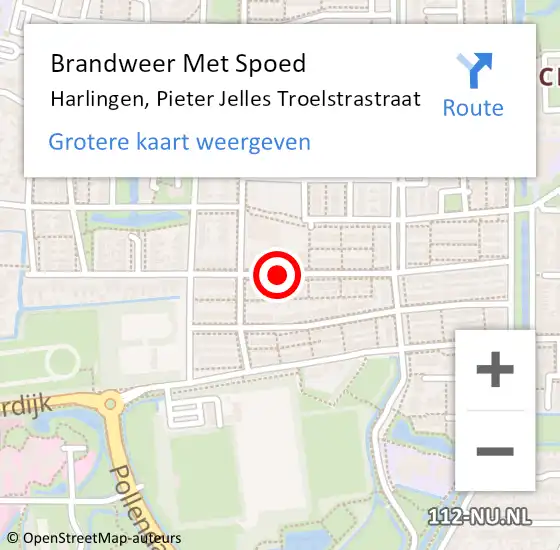 Locatie op kaart van de 112 melding: Brandweer Met Spoed Naar Harlingen, Pieter Jelles Troelstrastraat op 1 augustus 2018 11:46