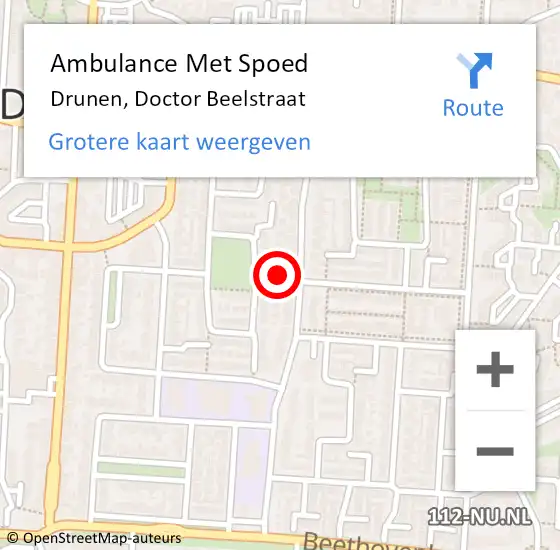 Locatie op kaart van de 112 melding: Ambulance Met Spoed Naar Drunen, Doctor Beelstraat op 1 augustus 2018 12:38