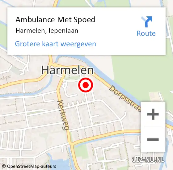 Locatie op kaart van de 112 melding: Ambulance Met Spoed Naar Harmelen, Iepenlaan op 1 augustus 2018 12:57