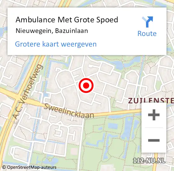 Locatie op kaart van de 112 melding: Ambulance Met Grote Spoed Naar Nieuwegein, Bazuinlaan op 1 augustus 2018 13:21