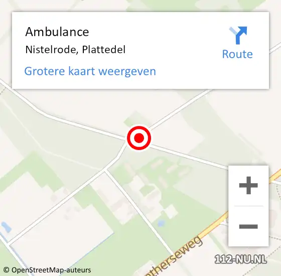 Locatie op kaart van de 112 melding: Ambulance Nistelrode, Plattedel op 1 augustus 2018 13:35