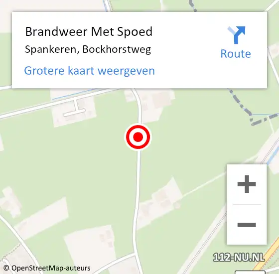 Locatie op kaart van de 112 melding: Brandweer Met Spoed Naar Spankeren, Bockhorstweg op 1 augustus 2018 13:49