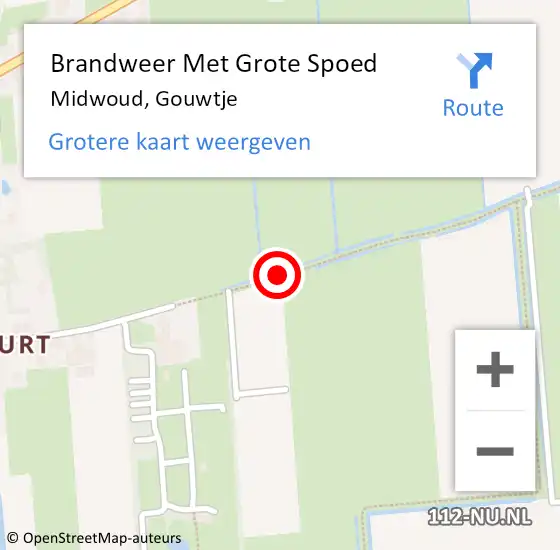 Locatie op kaart van de 112 melding: Brandweer Met Grote Spoed Naar Midwoud, Gouwtje op 1 augustus 2018 14:20