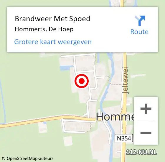 Locatie op kaart van de 112 melding: Brandweer Met Spoed Naar Hommerts, De Hoep op 4 maart 2014 18:53