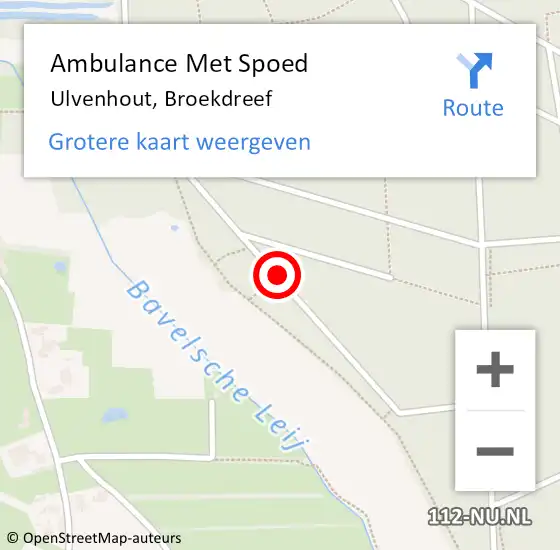Locatie op kaart van de 112 melding: Ambulance Met Spoed Naar Ulvenhout, Broekdreef op 1 augustus 2018 14:26