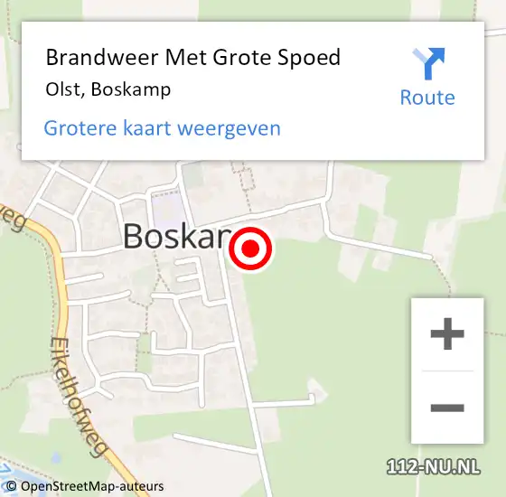 Locatie op kaart van de 112 melding: Brandweer Met Grote Spoed Naar Olst, Boskamp op 1 augustus 2018 14:35