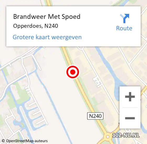 Locatie op kaart van de 112 melding: Brandweer Met Spoed Naar Opperdoes, N240 op 1 augustus 2018 15:00