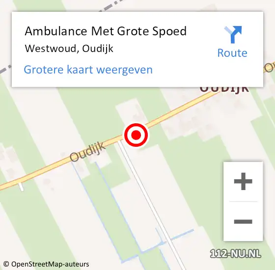 Locatie op kaart van de 112 melding: Ambulance Met Grote Spoed Naar Westwoud, Oudijk op 4 maart 2014 18:58