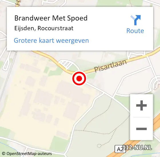 Locatie op kaart van de 112 melding: Brandweer Met Spoed Naar Eijsden, Rocourstraat op 1 augustus 2018 15:07