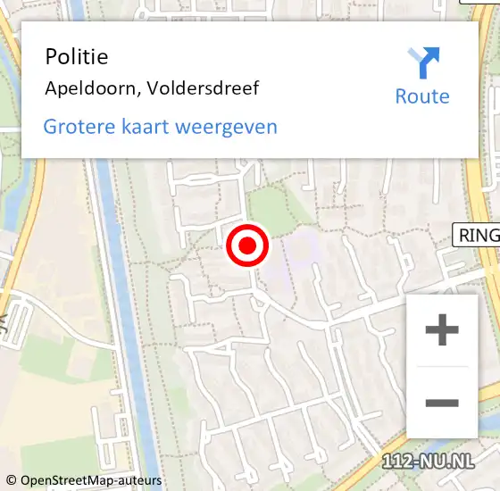 Locatie op kaart van de 112 melding: Politie Apeldoorn, Voldersdreef op 1 augustus 2018 16:07