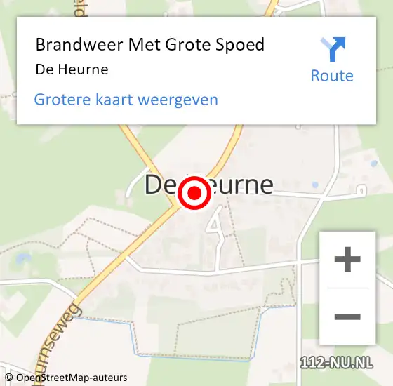 Locatie op kaart van de 112 melding: Brandweer Met Grote Spoed Naar De Heurne op 1 augustus 2018 16:57