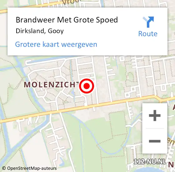 Locatie op kaart van de 112 melding: Brandweer Met Grote Spoed Naar Dirksland, Gooy op 1 augustus 2018 17:21