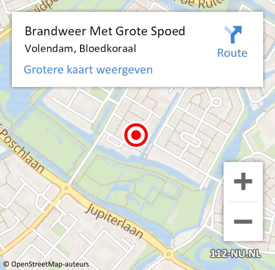 Locatie op kaart van de 112 melding: Brandweer Met Grote Spoed Naar Volendam, Bloedkoraal op 1 augustus 2018 17:43