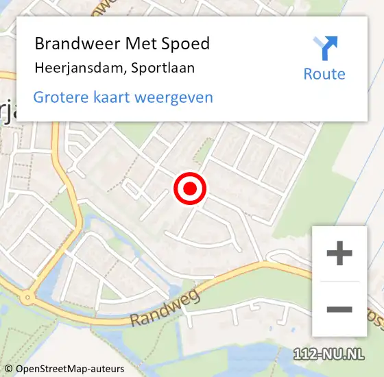 Locatie op kaart van de 112 melding: Brandweer Met Spoed Naar Heerjansdam, Sportlaan op 1 augustus 2018 17:46