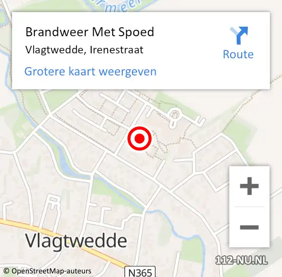 Locatie op kaart van de 112 melding: Brandweer Met Spoed Naar Vlagtwedde, Irenestraat op 1 augustus 2018 17:50