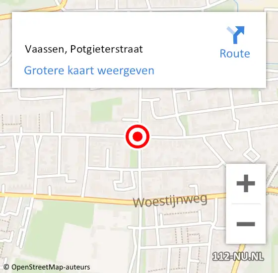 Locatie op kaart van de 112 melding:  Vaassen, Potgieterstraat op 1 augustus 2018 18:05