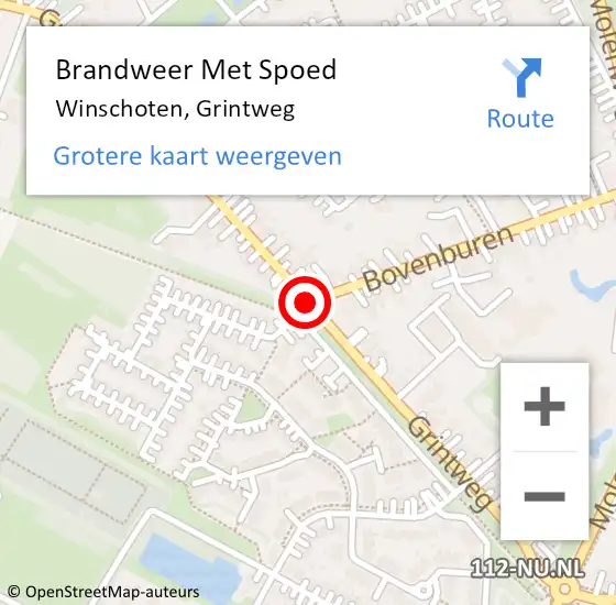 Locatie op kaart van de 112 melding: Brandweer Met Spoed Naar Winschoten, Grintweg op 1 augustus 2018 18:23