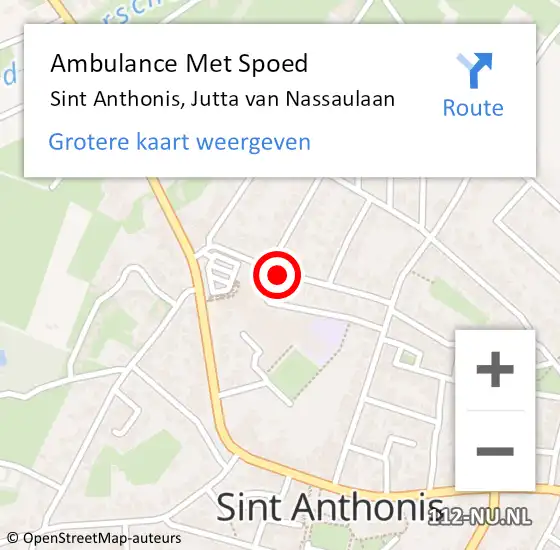 Locatie op kaart van de 112 melding: Ambulance Met Spoed Naar Sint Anthonis, Jutta van Nassaulaan op 1 augustus 2018 18:29