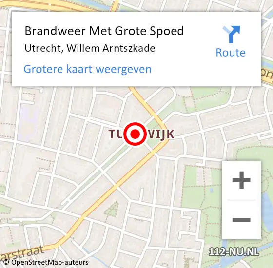 Locatie op kaart van de 112 melding: Brandweer Met Grote Spoed Naar Utrecht, Willem Arntszkade op 1 augustus 2018 19:44