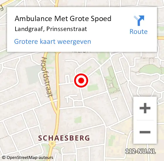 Locatie op kaart van de 112 melding: Ambulance Met Grote Spoed Naar Landgraaf, Prinssenstraat op 1 augustus 2018 20:03