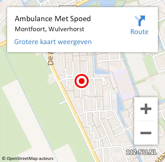 Locatie op kaart van de 112 melding: Ambulance Met Spoed Naar Montfoort, Wulverhorst op 1 augustus 2018 20:31