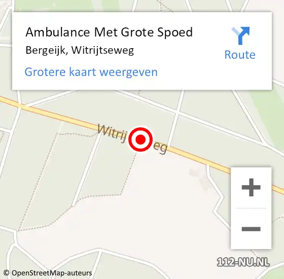 Locatie op kaart van de 112 melding: Ambulance Met Grote Spoed Naar Bergeijk, Witrijtseweg op 1 augustus 2018 20:45