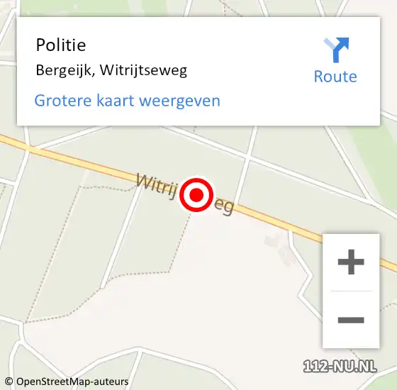 Locatie op kaart van de 112 melding: Politie Bergeijk, Witrijtseweg op 1 augustus 2018 20:46
