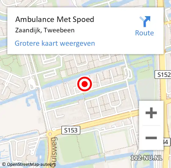 Locatie op kaart van de 112 melding: Ambulance Met Spoed Naar Zaandijk, Tweebeen op 1 augustus 2018 20:49