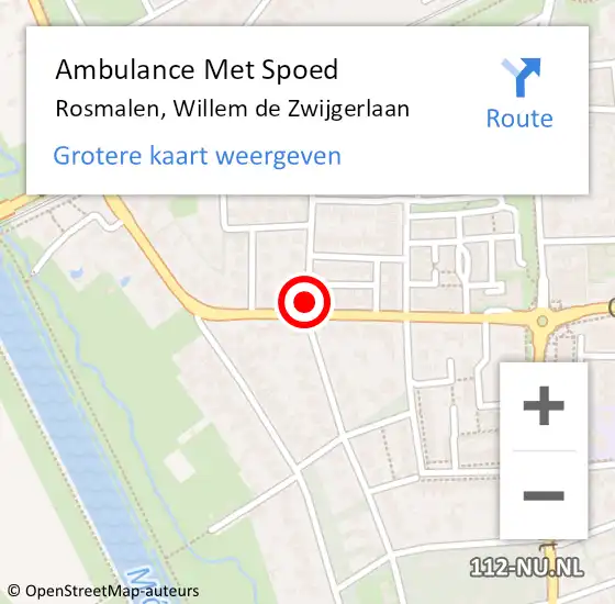 Locatie op kaart van de 112 melding: Ambulance Met Spoed Naar Rosmalen, Willem de Zwijgerlaan op 1 augustus 2018 20:51