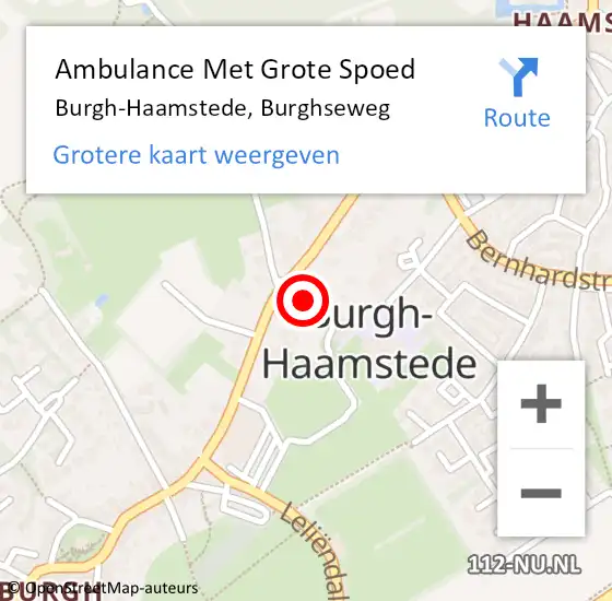 Locatie op kaart van de 112 melding: Ambulance Met Grote Spoed Naar Burgh-Haamstede, Burghseweg op 1 augustus 2018 21:00