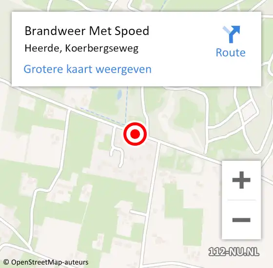 Locatie op kaart van de 112 melding: Brandweer Met Spoed Naar Heerde, Koerbergseweg op 1 augustus 2018 21:22