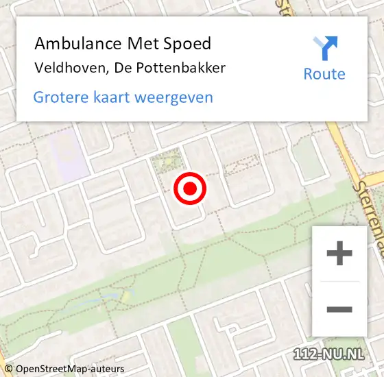 Locatie op kaart van de 112 melding: Ambulance Met Spoed Naar Veldhoven, De Pottenbakker op 1 augustus 2018 21:24
