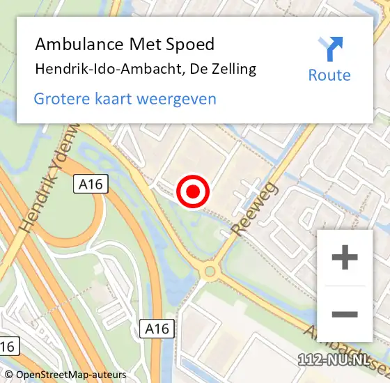 Locatie op kaart van de 112 melding: Ambulance Met Spoed Naar Hendrik-Ido-Ambacht, De Zelling op 4 maart 2014 19:43