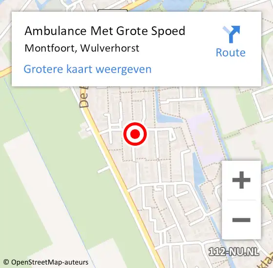 Locatie op kaart van de 112 melding: Ambulance Met Grote Spoed Naar Montfoort, Wulverhorst op 1 augustus 2018 22:50