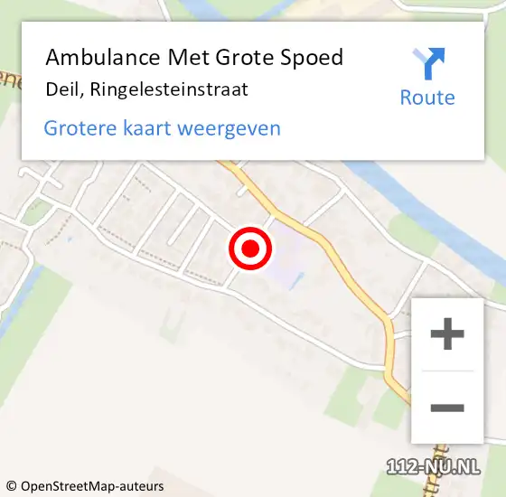 Locatie op kaart van de 112 melding: Ambulance Met Grote Spoed Naar Deil, Ringelesteinstraat op 1 augustus 2018 22:52