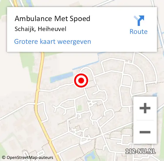 Locatie op kaart van de 112 melding: Ambulance Met Spoed Naar Schaijk, Heiheuvel op 1 augustus 2018 23:42