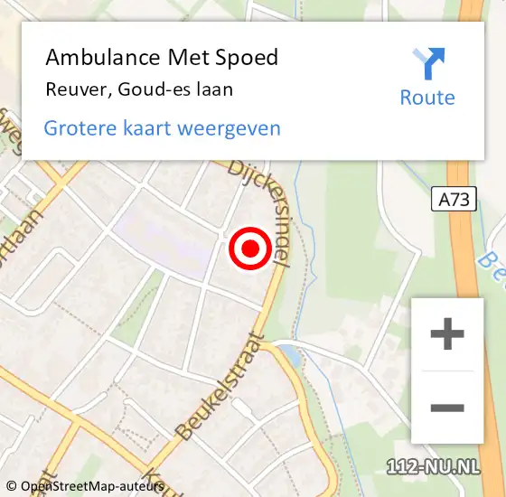 Locatie op kaart van de 112 melding: Ambulance Met Spoed Naar Reuver, Goud-es laan op 2 augustus 2018 00:01