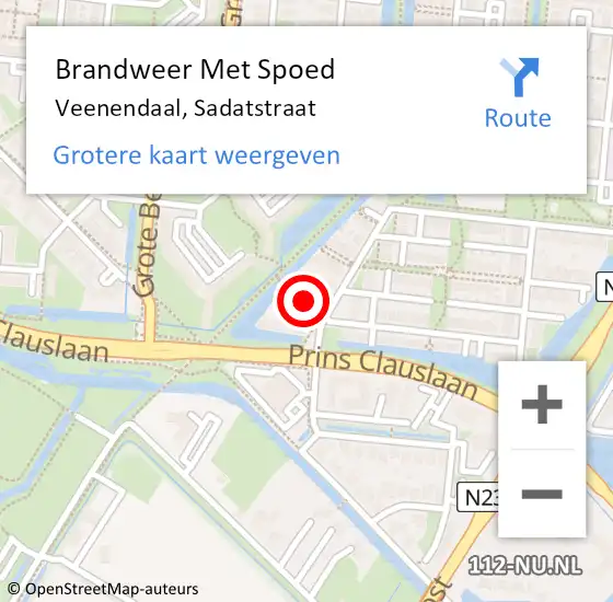 Locatie op kaart van de 112 melding: Brandweer Met Spoed Naar Veenendaal, Sadatstraat op 2 augustus 2018 02:09