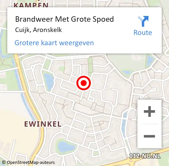 Locatie op kaart van de 112 melding: Brandweer Met Grote Spoed Naar Cuijk, Aronskelk op 2 augustus 2018 02:14