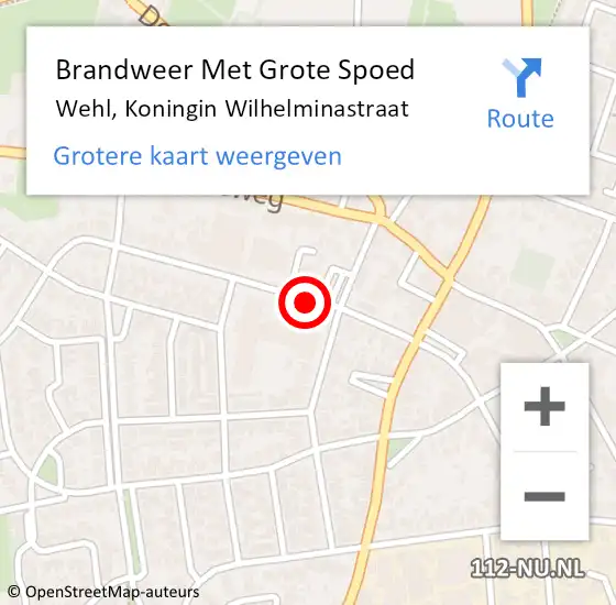 Locatie op kaart van de 112 melding: Brandweer Met Grote Spoed Naar Wehl, Koningin Wilhelminastraat op 2 augustus 2018 03:58