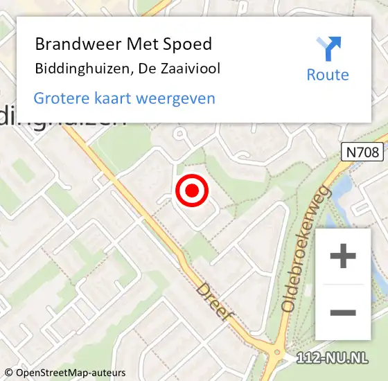 Locatie op kaart van de 112 melding: Brandweer Met Spoed Naar Biddinghuizen, De Zaaiviool op 2 augustus 2018 05:25