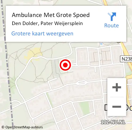 Locatie op kaart van de 112 melding: Ambulance Met Grote Spoed Naar Den Dolder, Pater Weijersplein op 2 augustus 2018 06:56